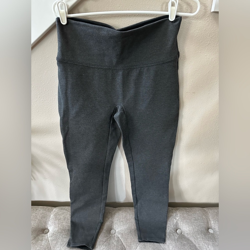 SPANX  High Rise Slim Leg Slit Ponte Legging Ankle Pants Charcoal Heather size L